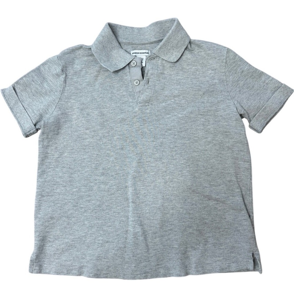 Amazon Essentials Kids Heather Grey Short Sleeve Polo Shirt Size M 8 Years